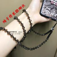 长款手机通用水晶挂链不掉色挂脖挂绳女款挂件手工编织吊绳 纯手作长款烟火