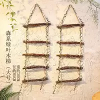 创意墙面装饰挂件墙壁创意小饰品幼儿园餐厅咖啡馆干树枝墙壁挂饰 森系绿叶木梯(大号)1个