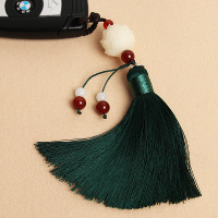 菩提莲花流苏汽车钥匙扣挂件男女包包挂饰中国风穗子情侣款链吊坠 菩提莲花-墨绿色流苏款