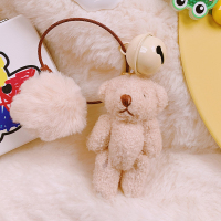 拉面丸子少女馆可爱铃铛兔子包包挂件钥匙圈装饰配件少女日系挂饰 米白色铃铛小熊