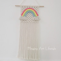 ins北欧7色彩虹编织挂饰儿童房创意装饰挂件幼儿园背景墙布置成品 [彩虹流苏]波西米亚挂毯