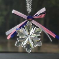 女神款水晶汽车挂件饰品高档创意车载车内雪花挂饰吊饰后视镜 透明(雪花+链子+彩带+礼盒)