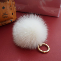 狐狸毛球包包挂件 10CM 小号可爱毛毛球钥匙扣 手机挂饰皮草 乳白色 11-12CM