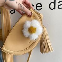 玖壹出品 炒鸡MiNi~水貂毛樱花挂件包包挂饰汽车钥匙扣 皮草挂件 白色姜黄心