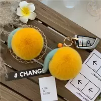 ins可爱网红毛绒小甜橘汽车钥匙扣挂饰简约高档女士小橘子包挂件 清新小橘子