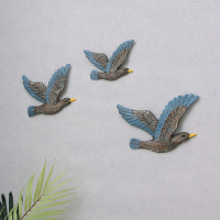 简约北欧立体小鸟壁饰壁挂墙贴创意客厅玄关背景墙面装饰挂件墙饰 深灰色一套