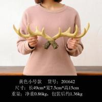 创意工业风鹿角挂钩墙面卧室房间装饰品家居挂钥匙架布置墙壁挂件 黄色鹿角(树脂材质)