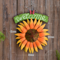 欧式田园风格创意客厅墙面装饰品壁饰 WELCOME太阳花铁艺挂饰挂件 WELCOME太阳花挂件
