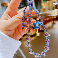 手机挂绳女水钻挂件挂饰手机链挂绳苹果 华为 短款防丢绳网红手腕 四叶草 双面 水晶链 不含手机壳