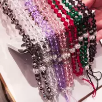 手机挂绳挂脖水晶链珠子纯手工编织手机壳长链水钻女挂件绳子短款手腕华为oppo手链vivo钥匙工牌苹果xs手机带 收藏加购