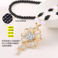 毛衣链长款女百搭简约高端大气时尚衣服配饰吊坠挂件装饰项链饰品 精致水晶花