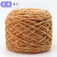 光泽绒毛线团中粗线三股手工编织棉鞋围巾钩鞋帽冰条线金丝绒毛线 香槟色