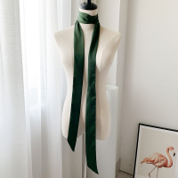 Skinnyscarf纯色细长条窄丝巾女围巾小领巾腰带发带绑包丝带飘带 墨绿