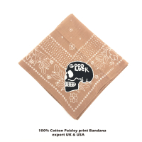 英国单 纯棉佩斯利花柄小方巾领巾头巾发带围巾 Paisley bandanna Good Luck, 重工绣花方巾
