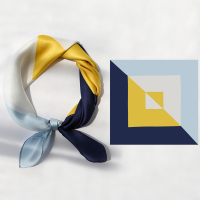 丝巾蚕丝小方巾真丝桑蚕丝围巾领巾ins春秋夏季薄款气质装饰 桑蚕丝-黄蓝拼色[礼盒装]