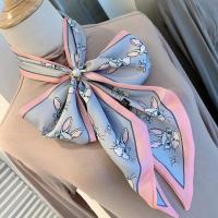 韩版春秋豹纹长条小丝巾发带蝴蝶结OL领巾假领子头巾围巾送丝巾扣 粉色兔子+丝巾扣