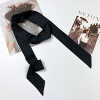 纯色丝巾女细窄长条领巾韩国百搭装饰小围巾飘带领带腰带发带 黑色