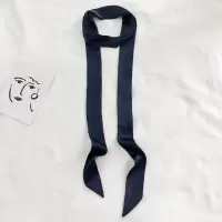 纯色细长窄小丝巾飘带绑包包手柄丝巾绑发小丝带装饰围巾发带领巾 藏青色