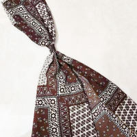 男士丝巾夏季英伦复古长条窄款时尚围巾韩版百搭西装衬衫小领巾潮 拼格民俗花