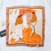 复古小方巾女装饰领巾ins丝巾莫兰迪色百搭文艺围巾包包绑带发带 70cm-百合少女橘咖