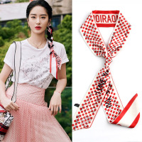 明星同款女杨采钰波点围巾丝巾细窄小长条洋气百搭发带飘带绑头发 钟情于你