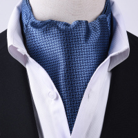 男士韩版西装商务领巾男衬衫 冬季百搭英伦围巾领方巾潮印花围脖 LJ01浅蓝I字纹