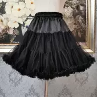 lolita短款棉花糖洛丽塔日常暴力45CM软纱黑色云朵裙撑夏季