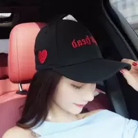 运动帽男纯棉短檐帽子男潮棒球帽女短舌帽短帽檐鸭舌帽户外速干帽 黑色(刺绣心碎) 可调节
