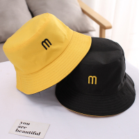 宝宝帽子春秋双面可爱盆帽男童渔夫帽女童遮阳帽婴幼小孩儿童帽子 m黄+黑 3-10岁/参考帽围48-54cm 双面戴