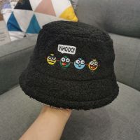 儿童婴儿渔夫帽子秋冬季男女童羊羔绒明星保暖韩版小童加厚盆帽潮 黑色 平顶款 10个月-3岁建议(46cm-48cm)左