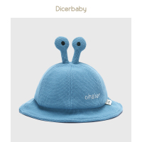 宝宝帽子春秋韩版可爱超萌男童女宝宝婴儿盆帽遮阳帽儿童渔夫帽 lake blue/ 湖水蓝 6个月-2岁 均码 44-48