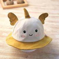 宝宝帽子可爱超萌春秋薄款遮阳帽男童个性渔夫帽婴儿春天帅气盆帽 黄色 1-3岁46-50CM有防风绳 均码