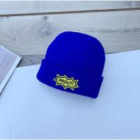 宝宝护耳帽子套头帽薄字母潮男童女童糖果色秋冬天双层幼儿小孩 个性标 宝蓝 7个月-4岁左右 约44-52cm左右弹性大