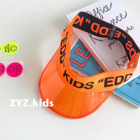 夏天宝宝遮阳空顶帽男童女童韩版3D刺绣防晒鸭舌帽子儿童无顶凉帽 M522荧光橘 2-8岁(以实际头围为准) 均码(约50