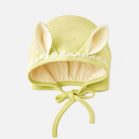 2021宝宝帽子春秋纯棉胎帽新生婴幼儿夏季可爱超萌儿童帽子 MS039浅黄色(春夏双层) 3-9个月 建议根据宝宝实际头