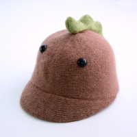儿童帽子秋冬羊毛小礼帽男童可爱卡通恐龙马术帽鸭舌宝宝帽子潮 深咖色 建议3-8岁 适合头围48-52cm
