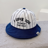 春天宝宝条纹渔夫帽休闲刺绣出游遮阳帽男女儿童拼接帽子婴幼儿帽 黑色 8-15个月 45-47cm