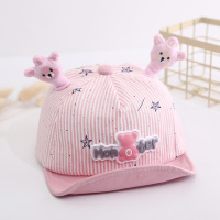 婴儿帽子春秋薄款宝宝可爱超萌鸭舌帽男童幼儿童帽春季小孩遮阳帽 Mon熊ter粉色 3个月至24个月[46-49] 均码