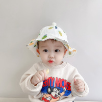 婴儿帽子秋冬季男女宝宝婴幼儿渔夫帽儿童遮阳帽可爱超萌春秋薄款 水果纯棉奶嘴帽(白色) 4-20个月 43-48厘米