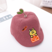 儿童帽子男童秋冬鸭舌帽男宝宝可爱超萌小礼帽韩版贝雷帽春秋女童 砖红色 青蛙贝雷款 1-3岁 47-50cm左右