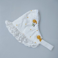 婴儿帽子夏季薄款新生儿囟门帽女宝宝帽子女童空顶凉帽护气门胎帽 黄色樱桃 XS[建议0-3个月宝宝] 双层纯棉