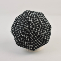 儿童帽子春秋女童贝雷帽时尚潮帽宝宝南瓜帽女孩画家帽公主蓓蕾帽 黑色 参考年龄(2-6岁) 适用头围(48-52cm)