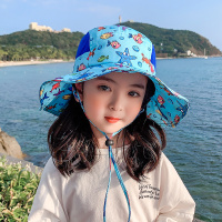 儿童帽子夏季防晒帽防紫外线宝宝遮阳帽薄款太阳帽男童女童渔夫帽 缤纷海洋 3~13岁使用 均码