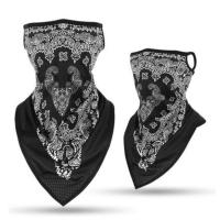 防晒面罩冰丝围脖套男夏季钓鱼透气骑行面巾魔术头巾骑手装备女 花色腰果花--挂耳款