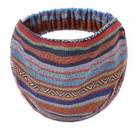 网红超仙蕾丝刺绣花朵遮白发宽边发带头巾女发箍夏季民族薄款头带 菱形条纹