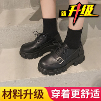 复古英伦风小皮鞋女配裙子日系jk鞋子女2021年新款春季洛丽塔女鞋 黑色哑光 升级版 35 女款