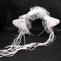 日系软妹洛丽塔蕾丝头饰女仆铃铛猫耳朵发箍cos可爱猫咪兽耳发饰 白色