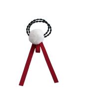 汉服双马尾大毛球飘带头绳发圈韩国头饰可爱少女心软妹日系洛丽塔 酒红色一对