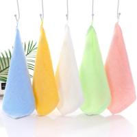 6条装竹纤维方巾吊绳幼儿园擦手挂巾婴儿洗脸毛巾柔软吸水不掉色 搭配6条装有吊绳 30x30cm