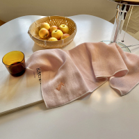 儿童纱布毛巾 洗脸 纯棉日本刺绣兔子婴儿手帕小方巾长方形洗澡巾 三层纱布单条浴巾-粉色a类